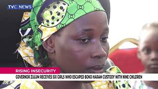 Governor Zulum Receives Six Girls Who Escaped Boko Haram Custody with Nine Children