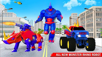 Rhino Robot Monster Truck Transform Robot Games ( Android Gameplay )