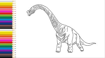 How to draw Brachiosaurus easy, drawing and coloring dinosaurus