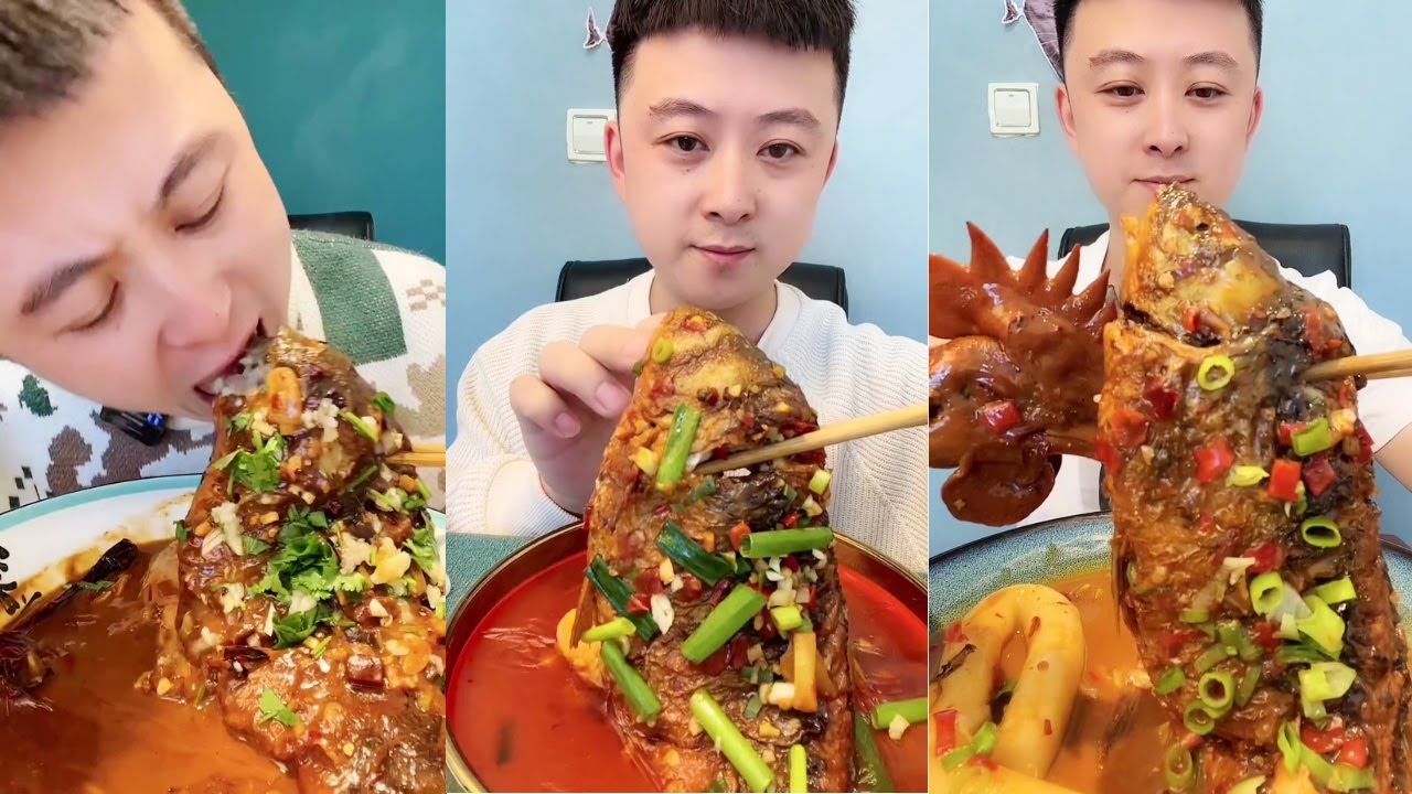 Eating braised crucial carp in soy sauce Fish is my Favorited food Chinese asmr eating show