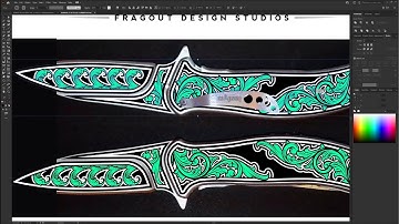 Kershaw Pocket Knife Hand Drawn Scroll Pattern Vector Design For Laser Engraving on metal | PT.3