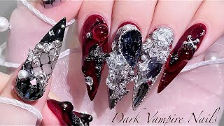 sub) Antique Vampire Nails!/Korean Nails / Extension Nails / Nail Art / SelfNails / ASMR