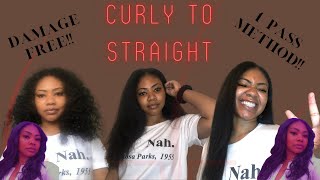 STRAIGHTENING MY CURLY HAIR!! 1 PASS METHOD