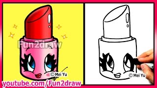 How to Draw Cartoons - Cute Lipstick - Makeup & Cosmetics Tutorial Fun2draw Art screenshot 4