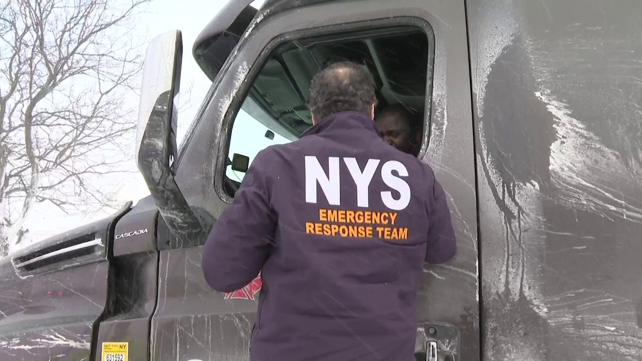 B-roll: Governor Cuomo Admonishes Truck Drivers Who Violated Tractor Trailer Ban