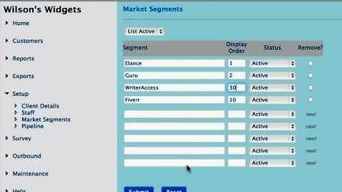 CRM2World - How to setup Market Segments