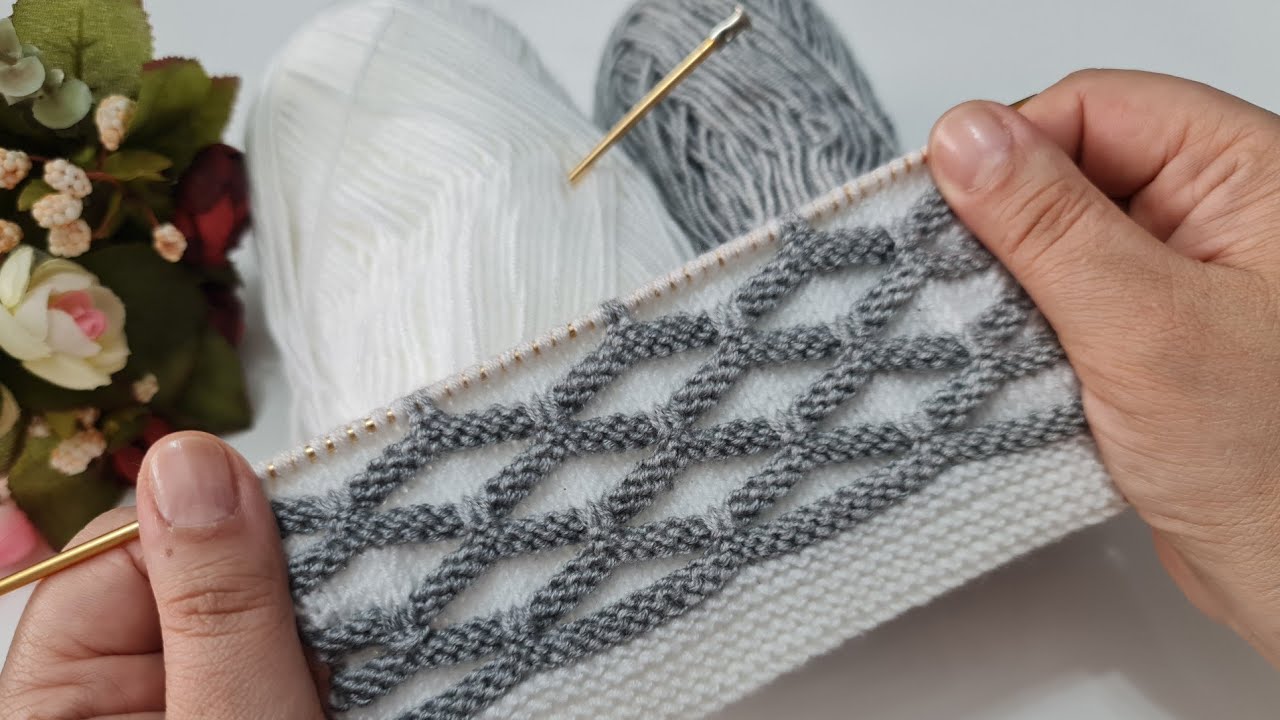 İki renkli yelek hırka battaniye örgü modeli / two color knitting pattern