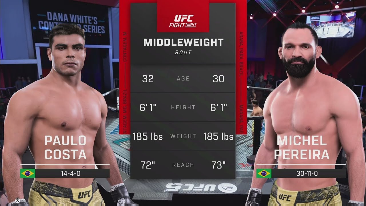 Paulo Costa vs. Michel Pereira Middleweight Bout Full Fight | UFC Main Event | PS5 Gameplay