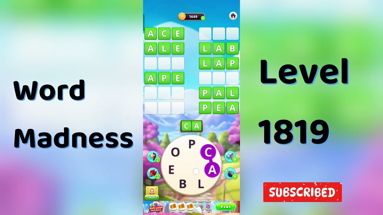 Word Madness Level 1819 Answers 🧠🔥 | All Correct Words Revealed!