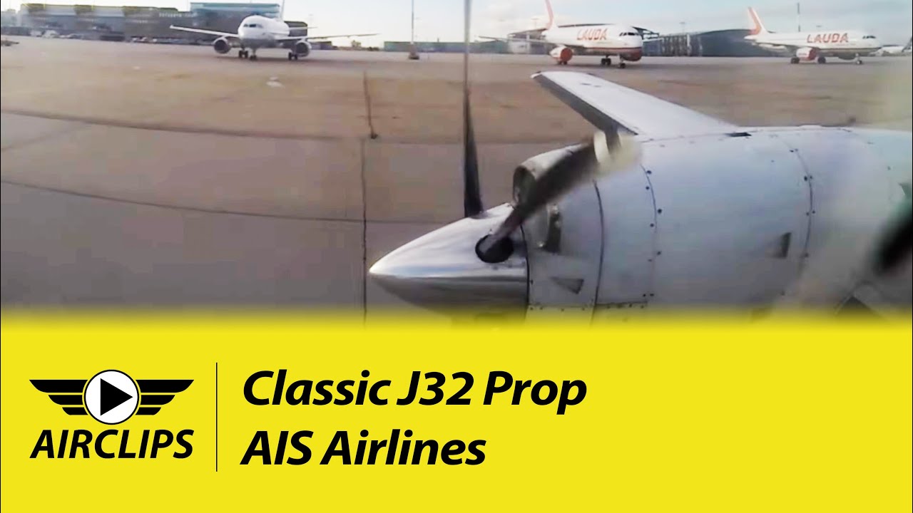 Classic BAe Jetstream 32: Passenger's view during Stuttgart Takeoff! [AirClips]