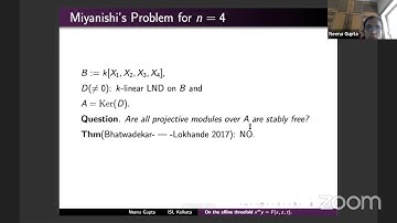 Prof. Neena Gupta - On the affine threefold x^my=F(x, z, t)