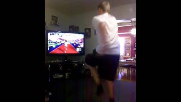 Justin "throwing" the Javelin in Kinect Sports