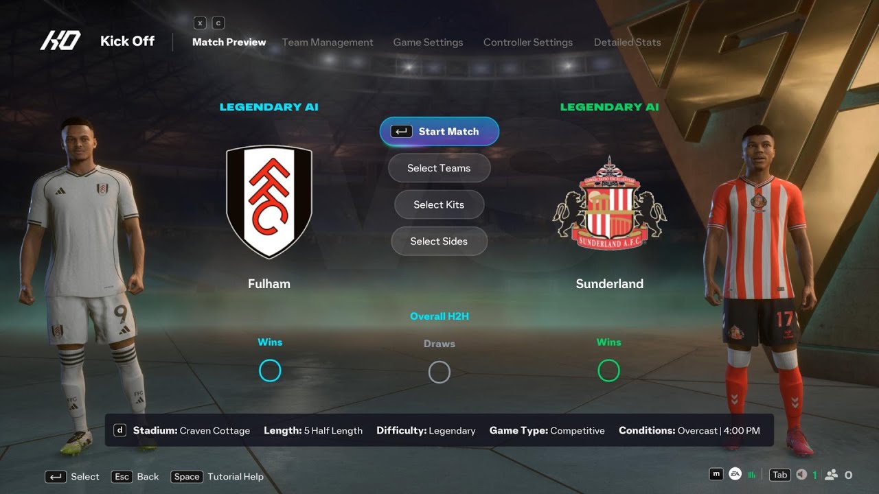 Фулхэм против Сандерленда | Премьер-лига | EA FC 26 | Симулятор