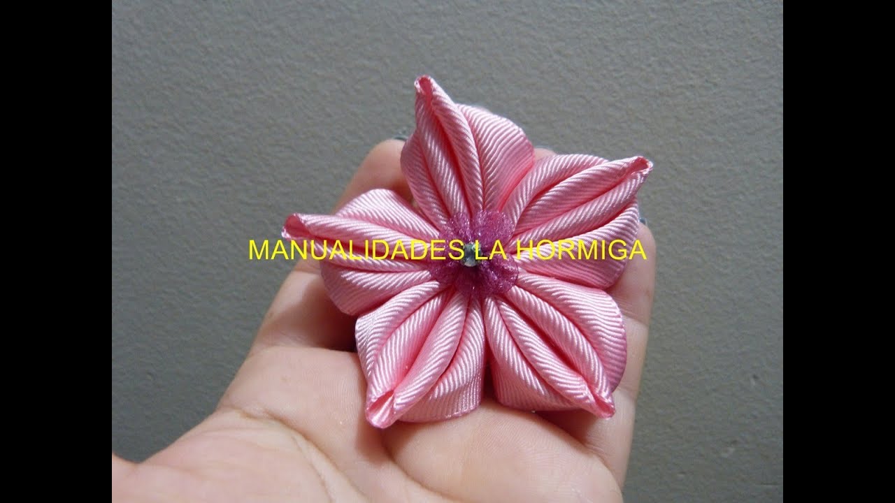 Como Hacer flor de puntas con Liston, How to make beautiful ribbon flowers,manualidadeslahormig