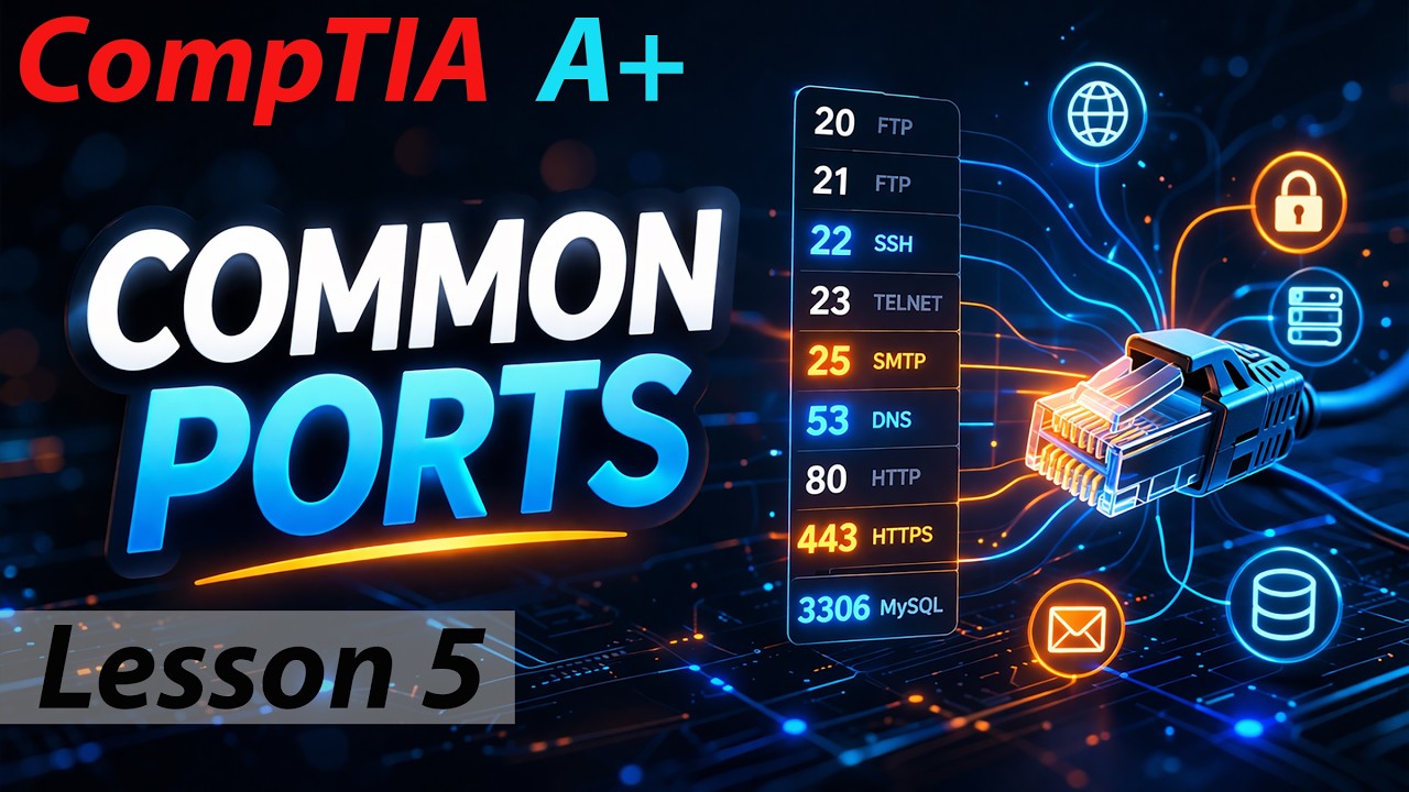 Common Ports - CompTIA A+ 220-1201 (Core 1) - YouTube