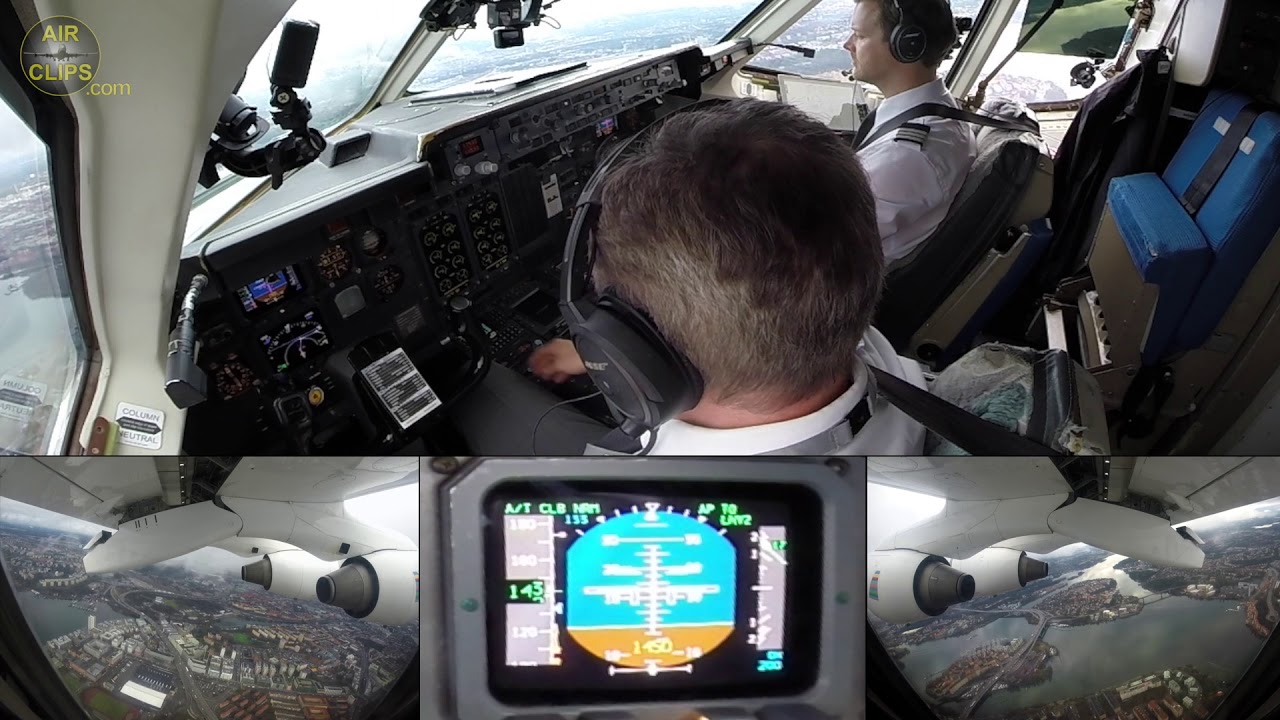 Fantastic Views! George's Avro RJ100 Takeoff from Bromma Airport, Downtown Stockholm! [AirClips]