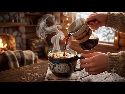 Suasana Pagi Tenang di Kabin Kayu Pegunungan (ASMR Kopi, Roti & Salju)