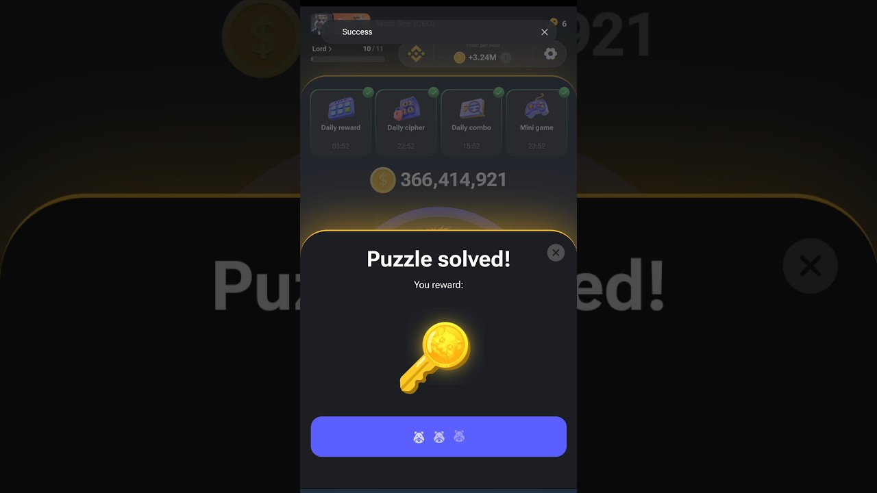 Hamster Kombat Mini Game Puzzle - Easy Solution to Claim Key - July 24 - 25