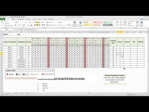 Attendance Sheet calculation using Countif Formulas in hindi