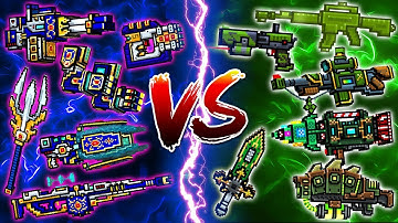 Mythical Clan Weapons VS Green Weapons - Pixel Gun 3D