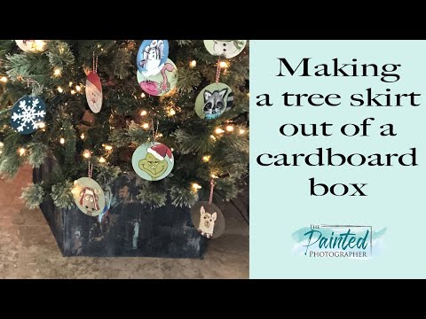 Making a tree skirt out of a cardboard box using DIY Paint