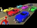 COLORS SUPERCARS MERCEDES BENZ with SPIDERMAN WATER JUMPS NURSERY RHYMES