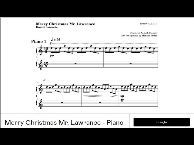 Ryuichi Sakamoto, Merry Christmas Mr. Lawrance - Piano Duet Tutorial