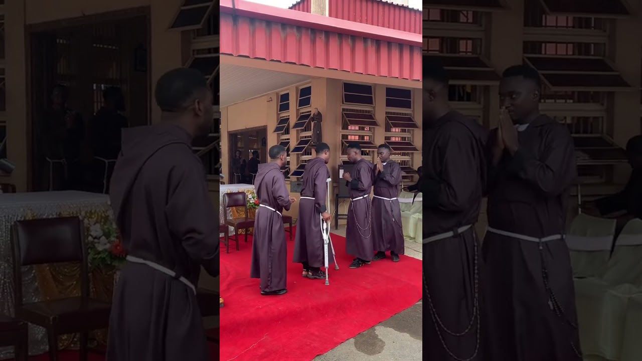 Four Newly Perpetually professed Capuchin Friars of Nigeria greet the faithful 