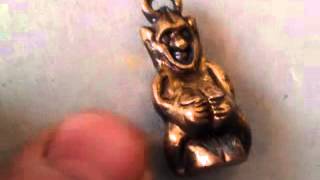 OLD BRASS 1940s BRACELET CHARM / PENDANT in FORM of a WENSLEYDALE PIXIE (1).