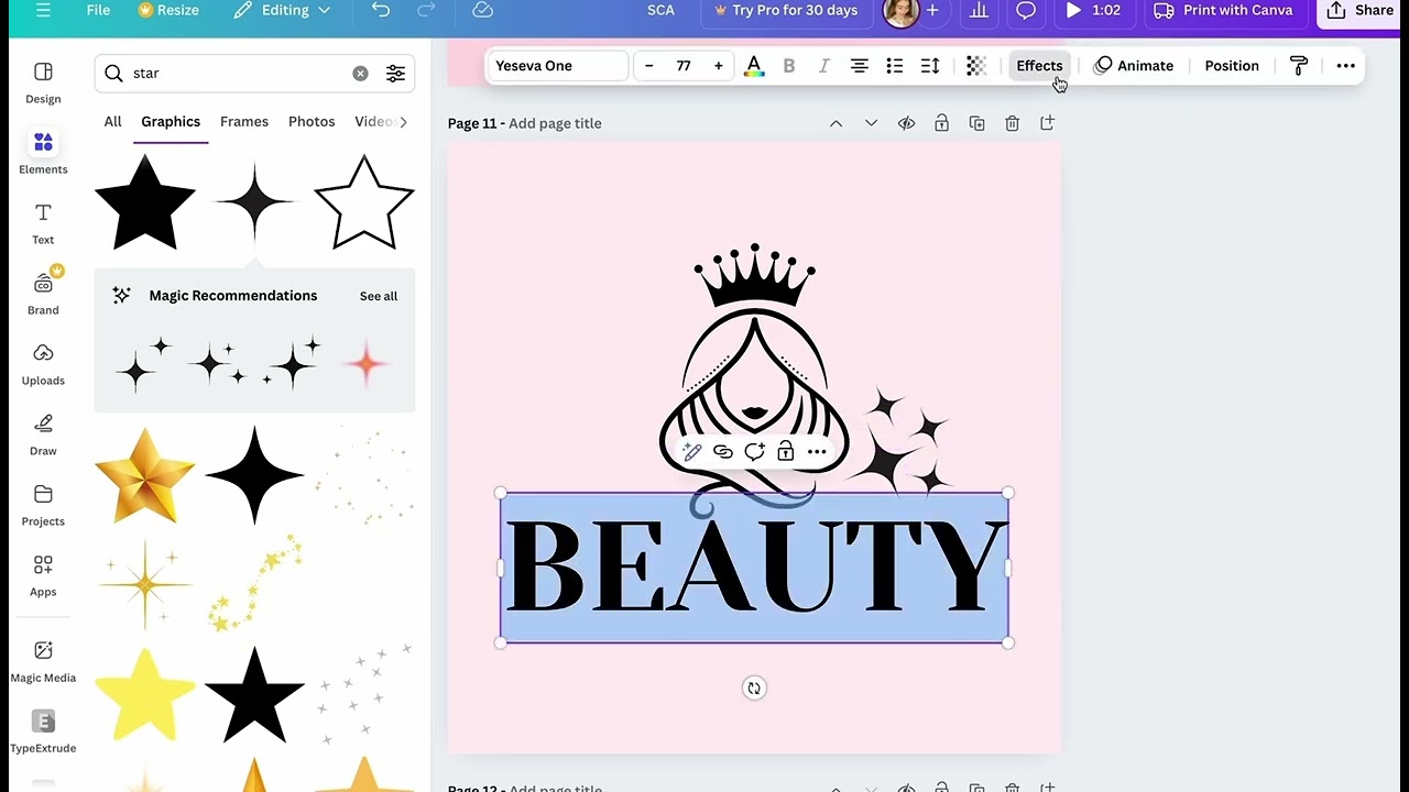 Design a Glamorous Beauty Logo | Step-by-Step Canva Tutorial