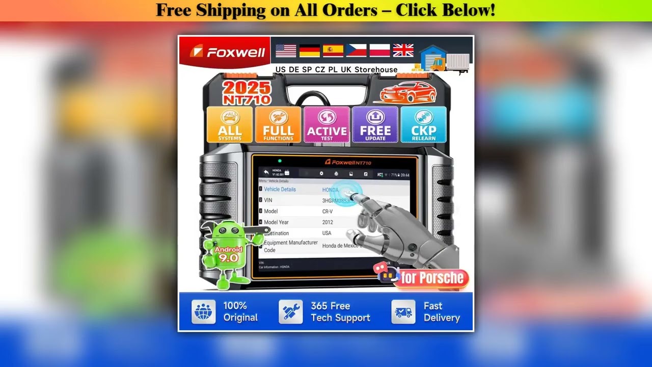 FOXWELL NT710 fit for Porsche OBD2 Diagnostic Scan Tool Full System Code Reader with
