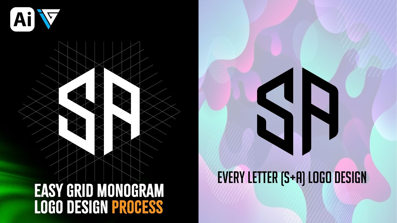 🔥 How to Design an S & A Logo Using a Hexagon Grid | Adobe Illustrator Tutorial
