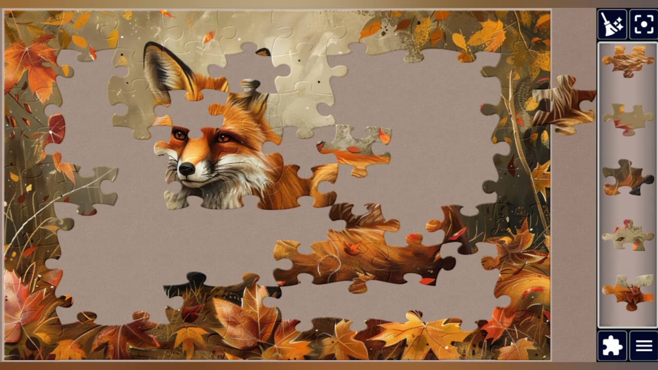 Playful Fox in Autumn jigsaw puzzle🐺🍂🍁//