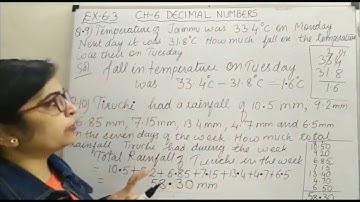 Class 6 Chapter Decimal Numbers Book Mathematics Success Exercise 6. 3 (Q. no. 9) and (Q.no.10)