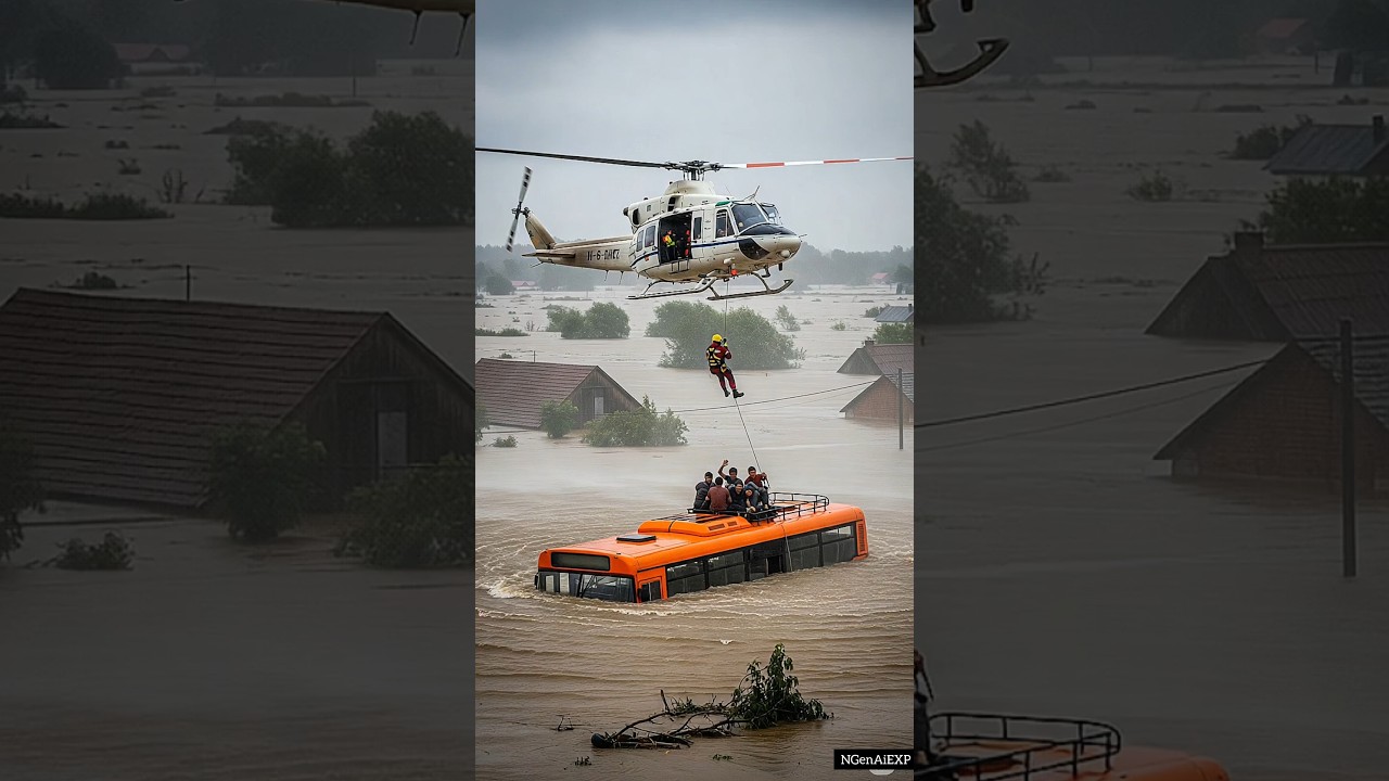 "Helicopter Rescue During Massive Flood 🌊🚁 