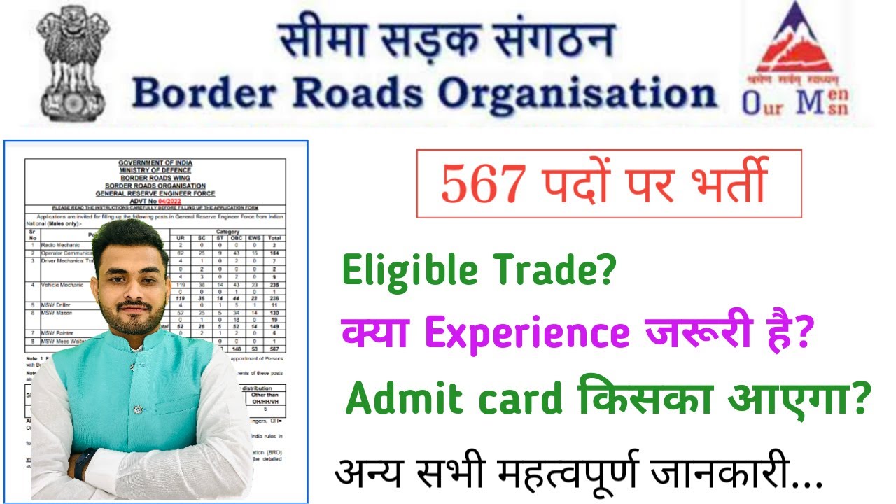 BRO RECRUITMENT 2023 | Eligible Trade/Experience/Age/Exam Center/Admit Card/Syllabus Complete Detail