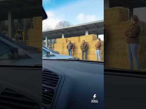 Autoroute Bloquée Par Des Bottes De Paille Le Paysan Refuse Sora2 Veo3 