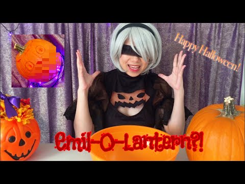 Carving a Jack-o’-lantern with 2B (NieR: Automata cosplay)