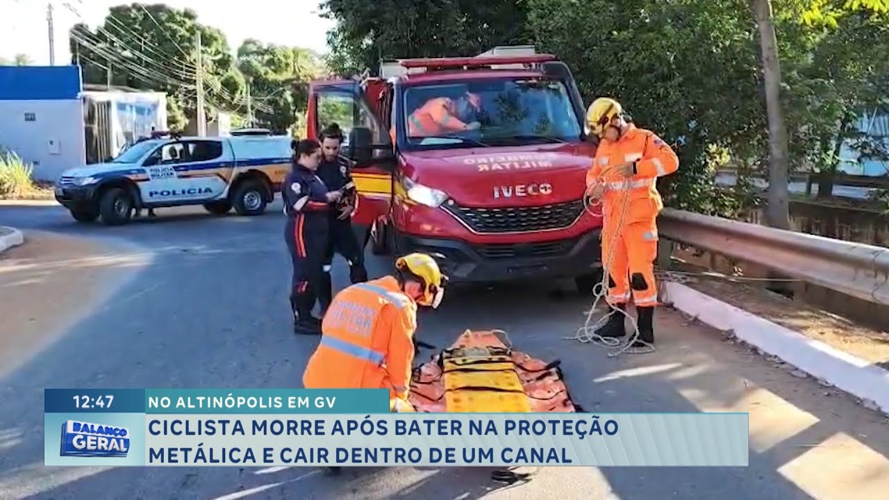 No Altinópolis em GV: ciclista morre após bater na proteção metálica e cair dentro de um canal.