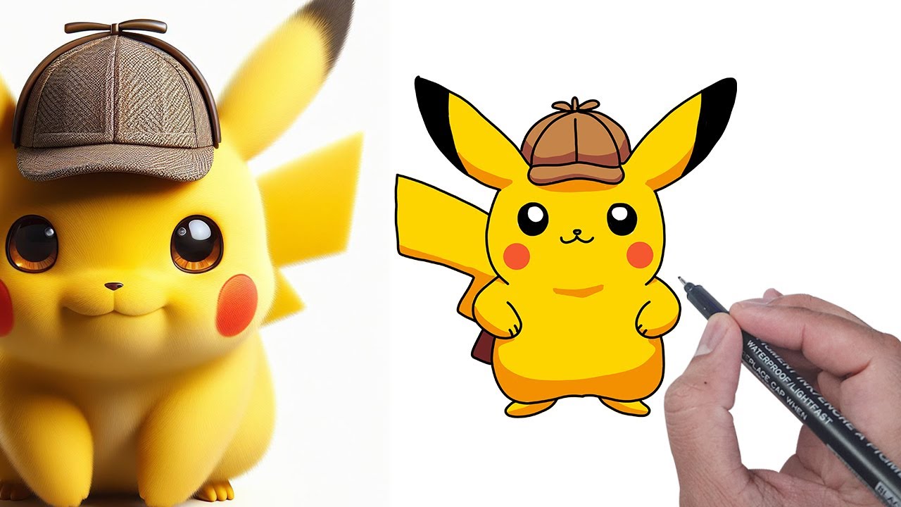 how-to-draw-detective-pikachu-super-easy-youtube