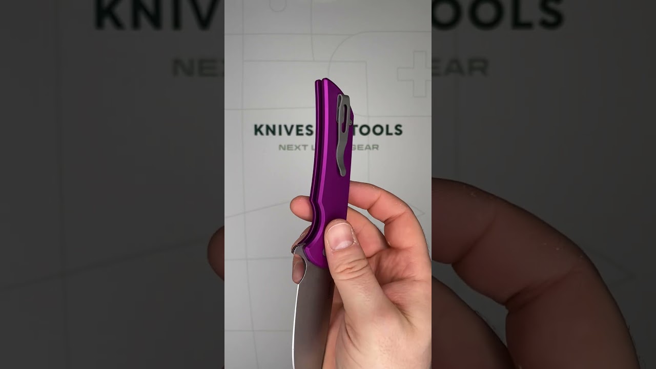 Pro-Tech Mordax MX101, Stonewashed CPM MagnaCut, Solid Purple Aluminum  pocket knife