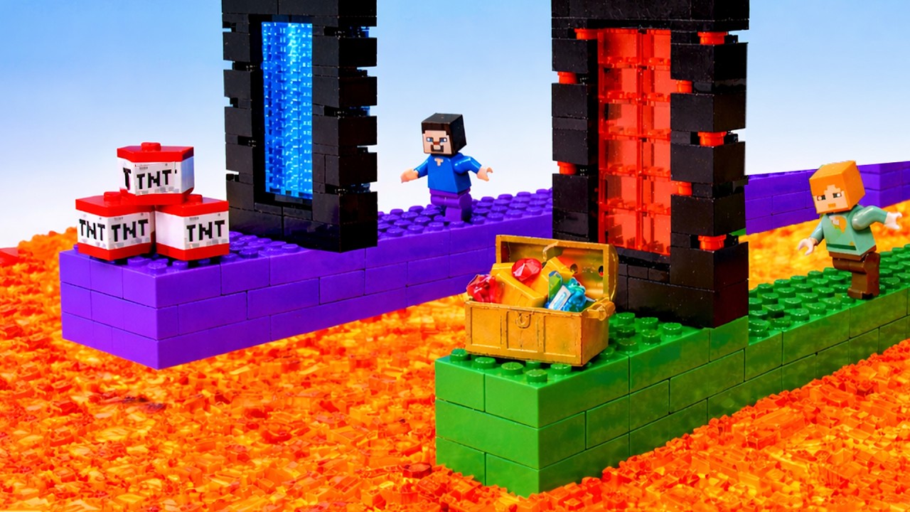 TNT BOMB or DIAMOND?? DO NOT Open the WRONG One! Lego Minecraft Mystery Doors