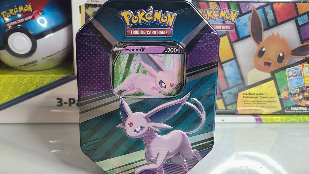 pokémon trading card game: heroes tin - espeon Pokémon TCG: V Heroes Tin Espeon (1 Foil Card & 4 Booster  Packs),Single,Multicolor : Toys & Games main image 0