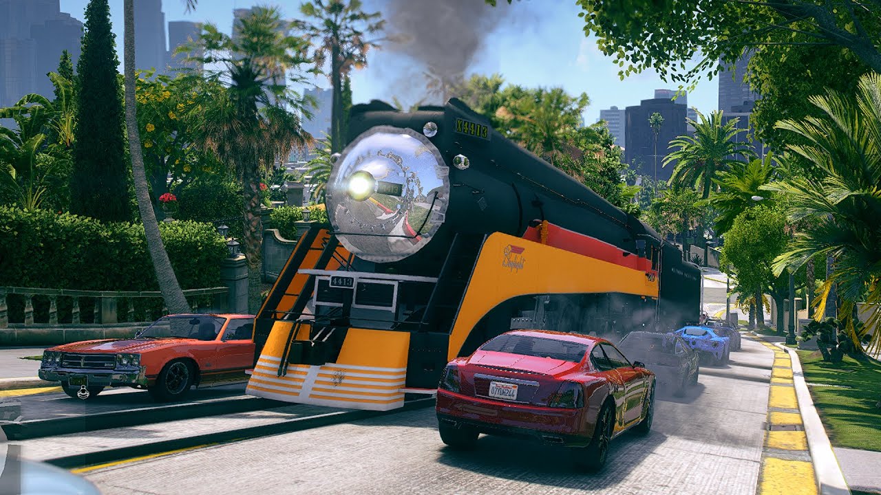 Driving Michael's personal SP DAYLIGHT 4413 Train through extended Train Route! - Grand Theft Auto V