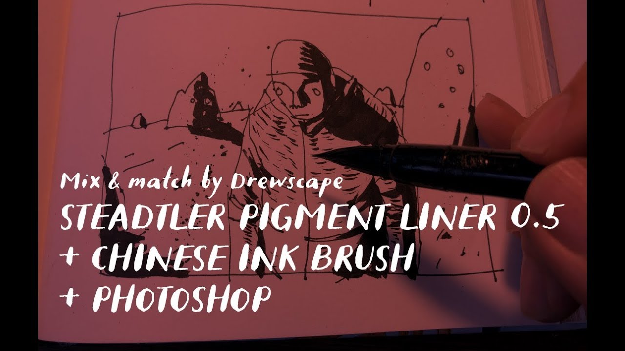 Steadtler pigment 0.5 liner + chinese ink brush + photoshop