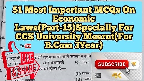 51 Most Important MCQs On Economic Laws(Part-15)Specially For CCS University Meerut(For B.Com 3Year)