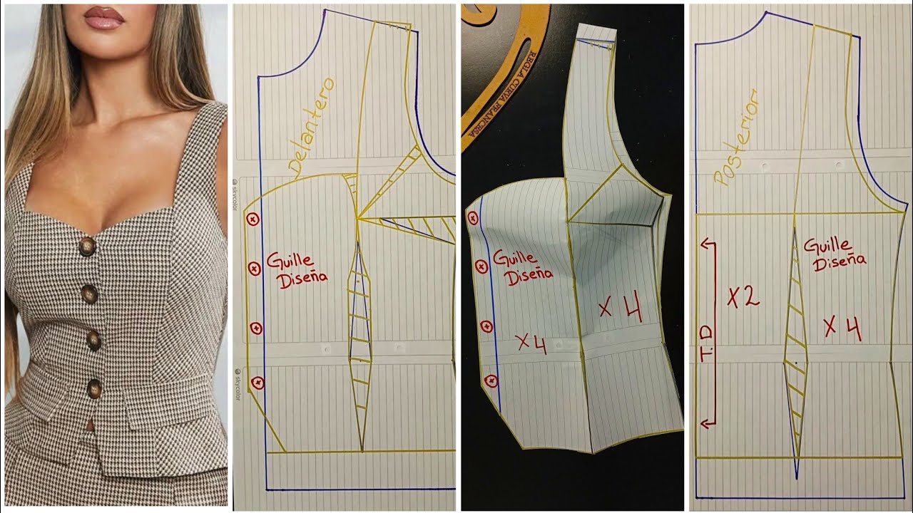 Patrón de chaleco casual aprende hacer todas las tallas