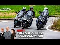 TMAX 560 vs AK 550 vs MAXSYM TL 500 - PART 1 | COMPARATIF