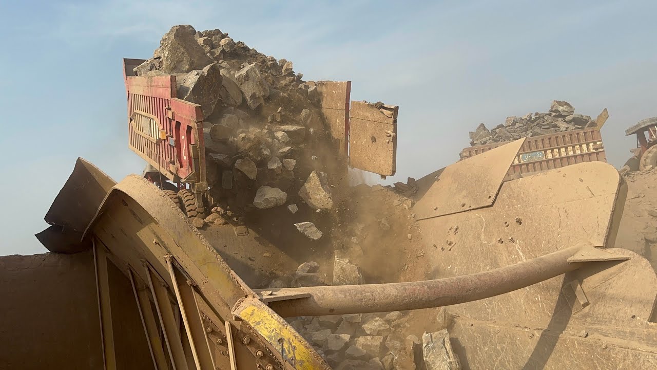 Big Rock Crushing Machine Working in QuarryMassive Machine Breaking Large RocksSatisfying RockCrushi