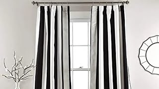 Lush Decor, Black Wilbur Stripe Room Darkening Window Curtain Panel Pair, 95" x 52", 95 in L
